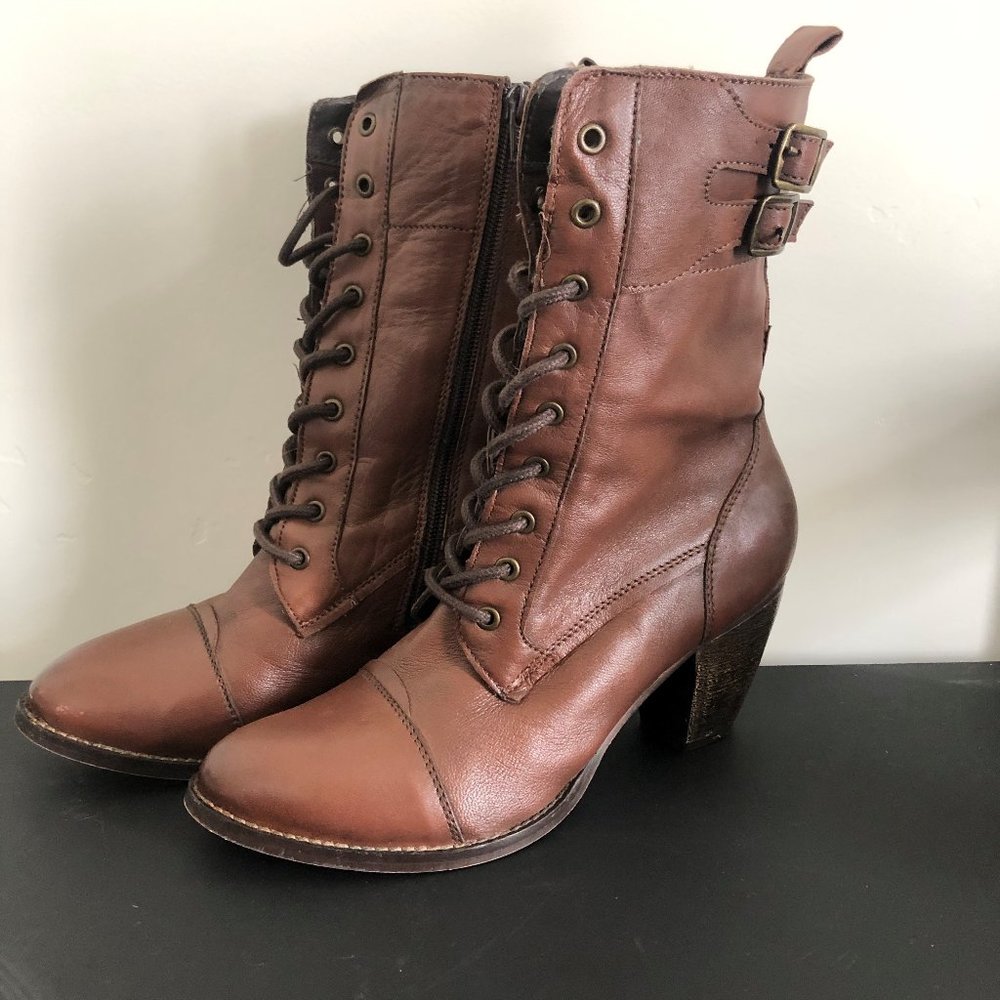 MIA Leather Lace Up Ankle Boots